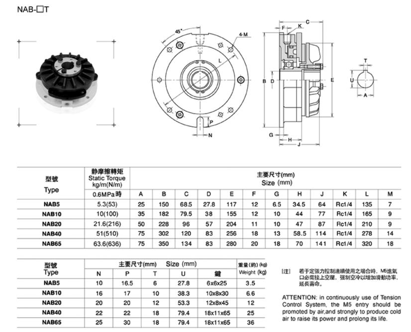 空压通轴式制动器